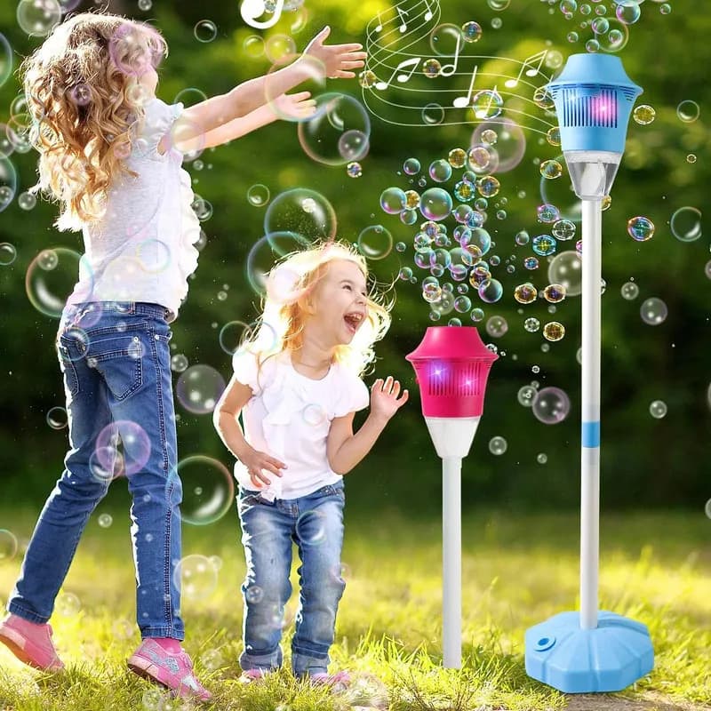 Fontaine à bulles de bain OceanPop PlayFizz rose et bleue produisant une pluie de bulles